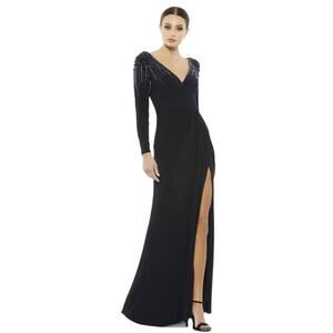 Ieena for MacDuggal FAUX WRAP JERSEY GOWN W/ EMBELLISHED ACCENTS NWT Size 2